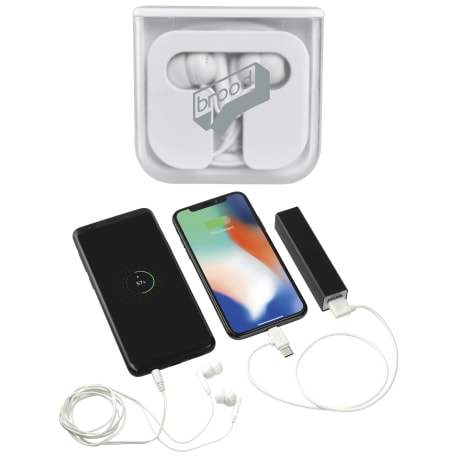 3-in-1 Charging Cable w/Colorful Earbuds